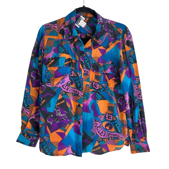 Vintage Tops - Vintage 13th Floor Elevators Psychedelic Silk Shirt